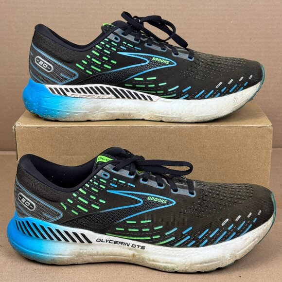 Brooks Glycerin GTS 20 Men’s Running Shoes Black Blue Green Size 14 Medium D